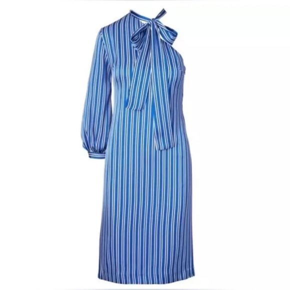 Banana Republic Womens Blue One Shoulder PJ Stripe Midi Dress Size 0 New NWT - Picture 3 of 6